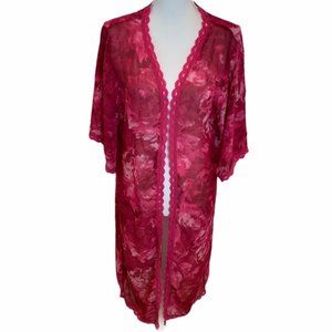 LulaRoe Pink Floral Sheer Duster Kimono Cardigan. Size Small. In‎ Good Condition